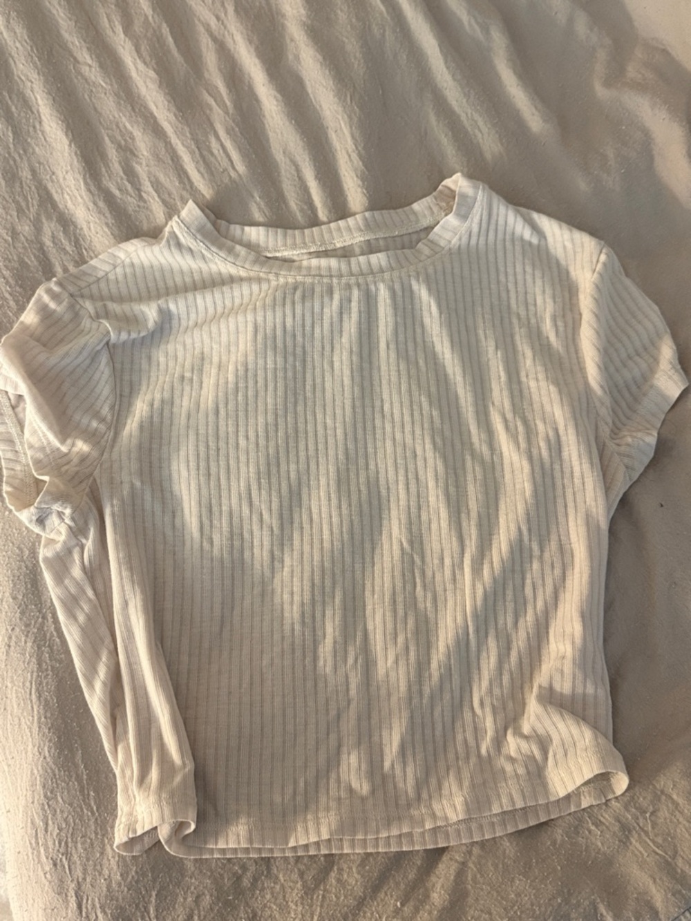 Classic Ribbed Short Sleeve Tee - Cream